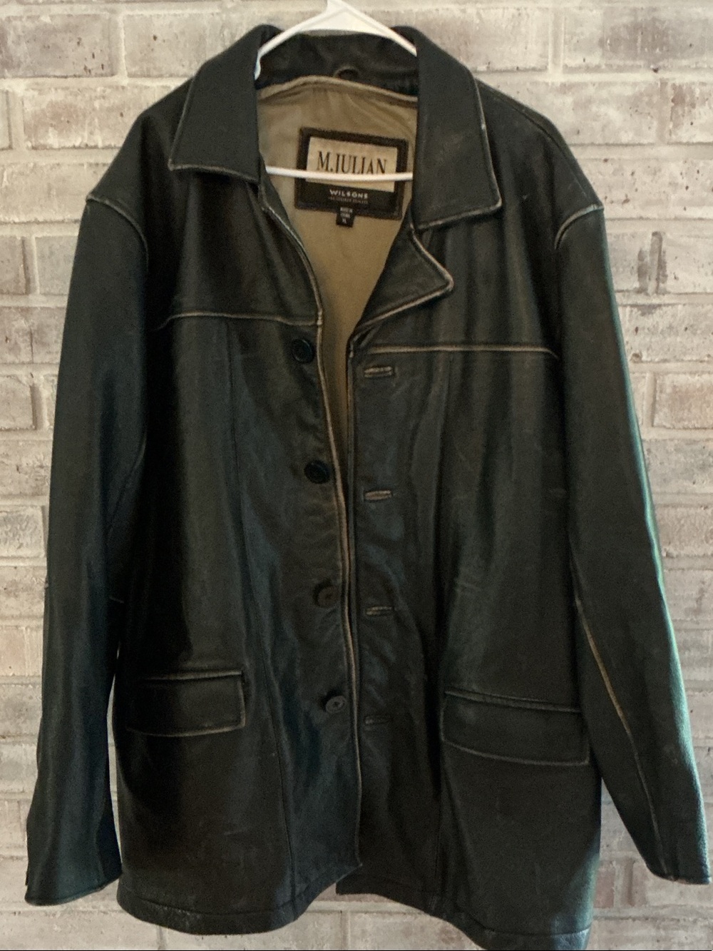 M.Julian Black Leather Button-Front Jacket